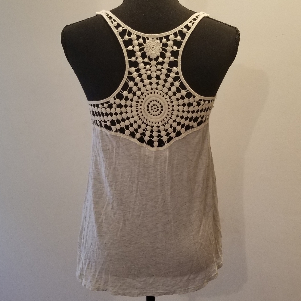 Grey and white tanktop with detailed back